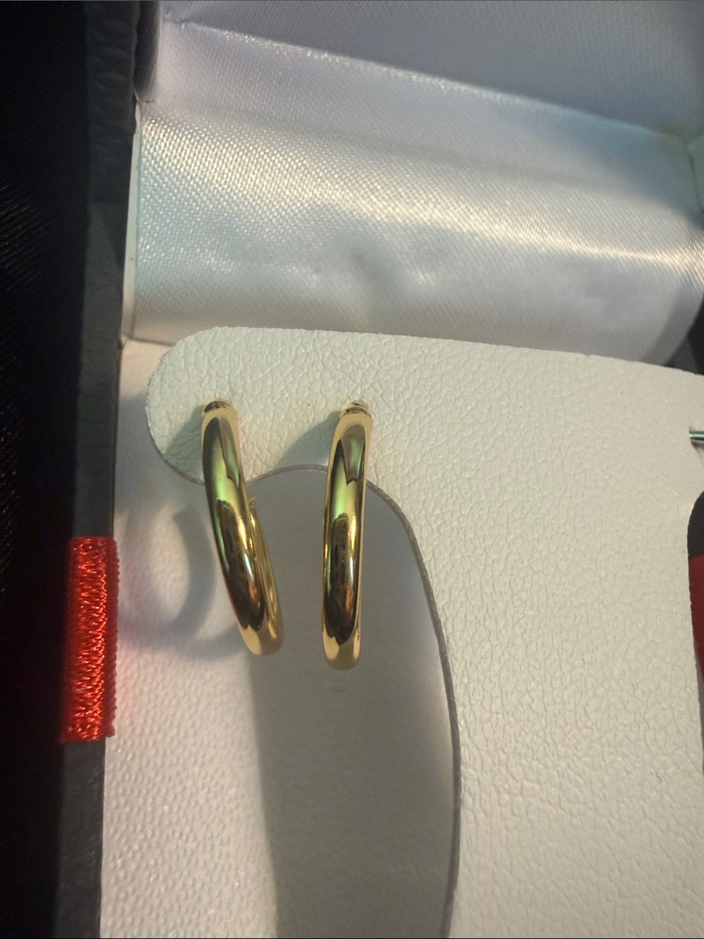 🇺🇸 Sterling Silver Hoop Earrings with Pavé Accent - White - SS 14k GOS - Picture 3 of 5